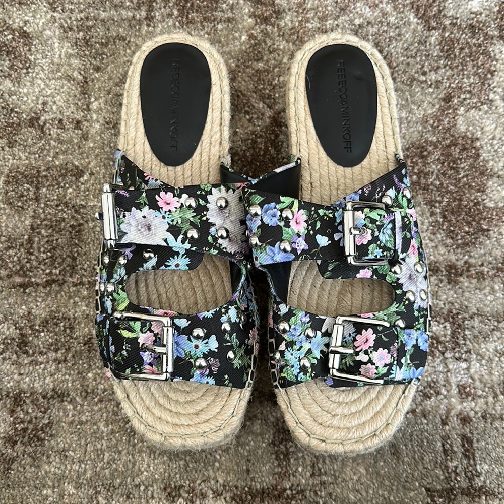 BRAND NEW Rebecca Minkoff Jodi Floral Espadrille Platform Buckle Sandal size 8.5